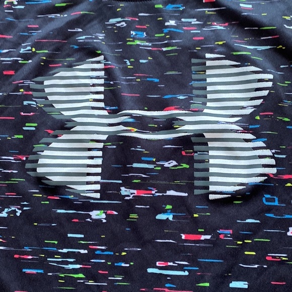 Under Armour Youth Large Black Multicolor Highlighter Shades Heatgear‎ Tee Shirt - Picture 2 of 5